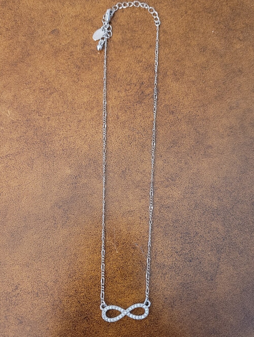 Lia Sophia Silver Infinity Pendant Necklace with Crystal Accents